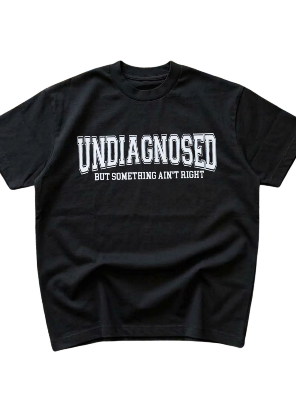 Gildan Black Tee with White "UNDIAGNOSED" Graphic, Gift For Her, For Him